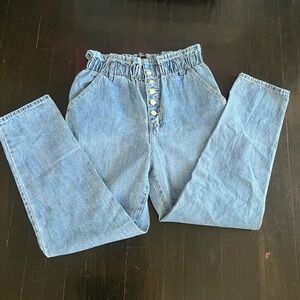 Forever 21 Blue Boyfriend Jeans with Relaxed Fit and Elasticated Waistband
